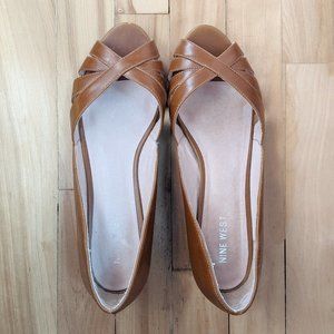 💜2 for $12💜Nine West leather brown camel wedge sandals